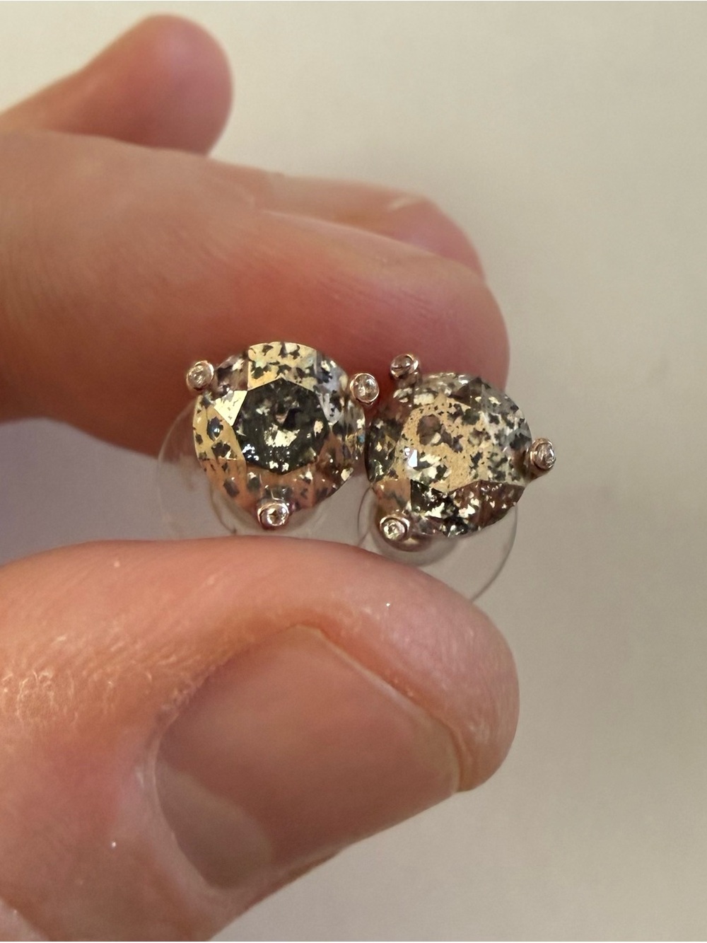 Kate Spade Sparkle Gold Crystal Stud Earrings in Rose Gold Tone Setting